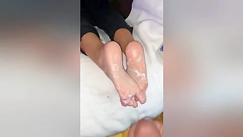 Tied, Blindfolded And Cummed On Her Feet 2